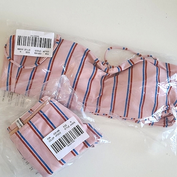 MADEWELL Stripe Bandeau Bikini Top Bottom Swimsuit - Picture 4 of 15